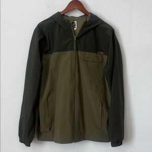 VOYAGER Green Two-Tone Hooded Windbreaker Jacket